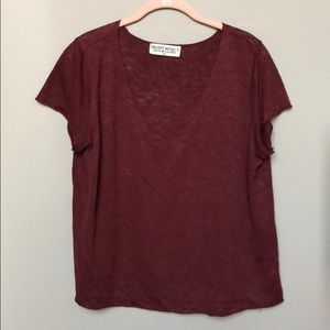 Slouchy Distressed V-Neck Short Sleeve